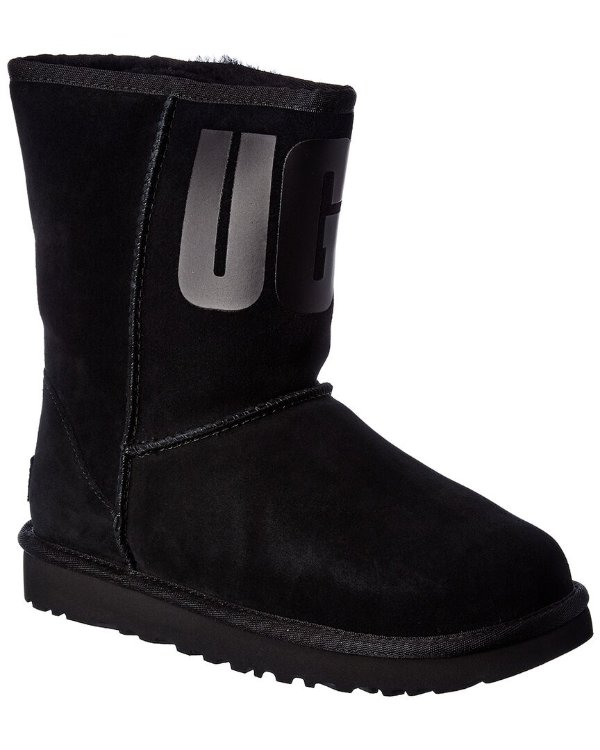 Classic Short Rubber Logo Suede Boot