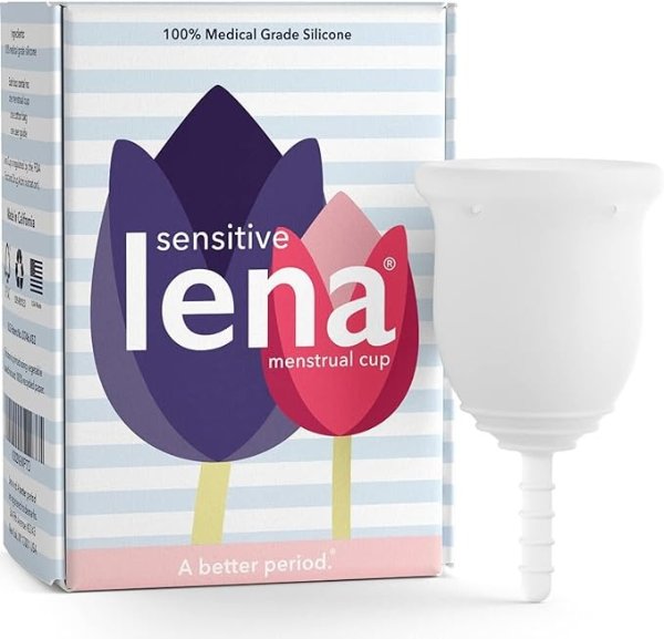 Lena Sensitive Menstrual Cup | Soft Reusable Beginner Period Cup | 12h Wear | Tampon, Pad, and Period Disc Alternative | HSA or FSA Eligible | Dye and BPA Free Silicone Cup (Clear, Small)