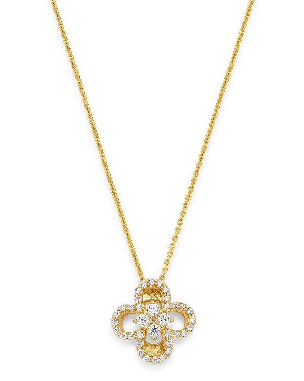 Diamond Clover Pendant Necklace in 14K Yellow Gold, 0.15 ct. t.w. - 100% Exclusive