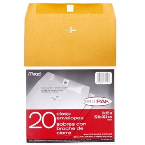 Mead 9X12 Clasp Envelopes, Office Pack 20 Count (76020)