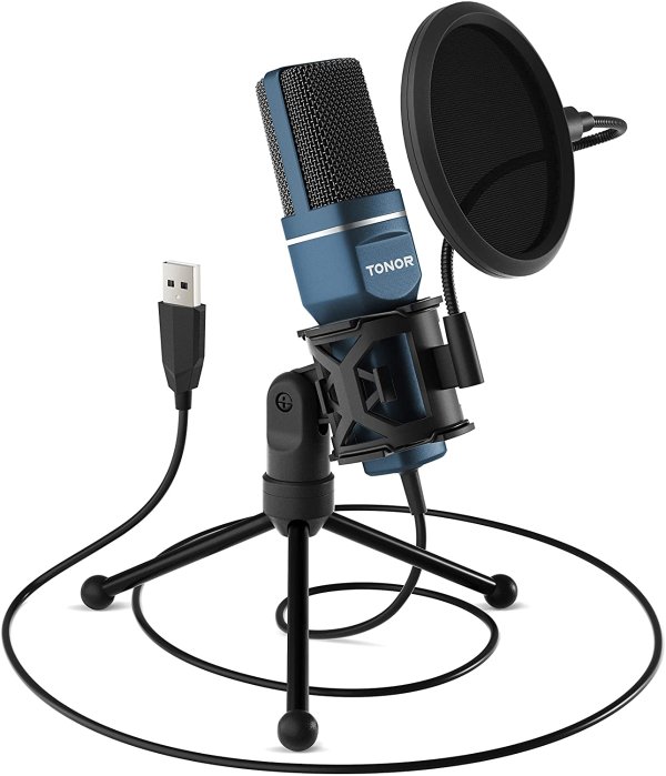 TONOR Gaming Mic with Tripod Stand & Pop Filter