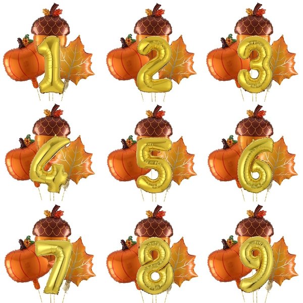 1set Thanksgiving Balloons Pinecone Maple Leaves Pumpkin Balloon 30inch Number Ball for Autumn Forest Theme Party Birthday Decor| | - AliExpress