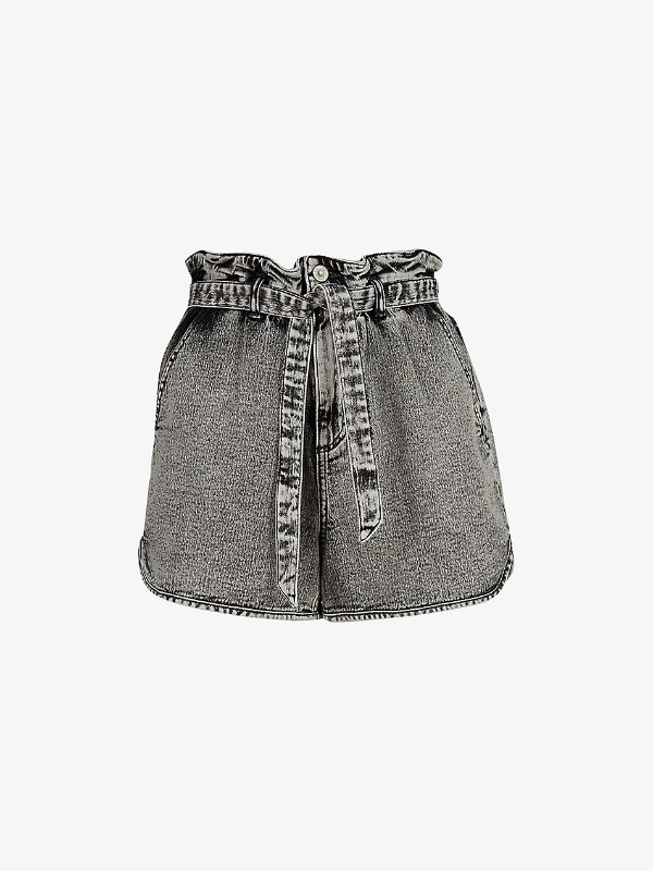 Dale paperbag-waist high-rise stretch-denim shorts