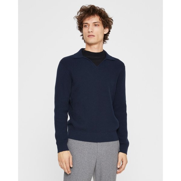 Ribbed Johnny Collar Sweater