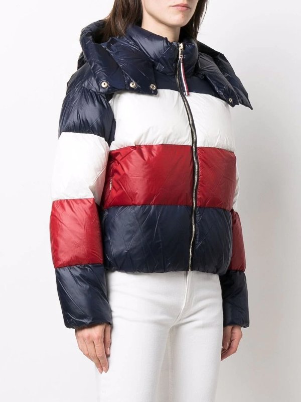 striped padded puffer jacket