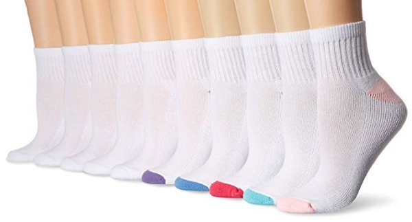 Women's 10-Pack Cotton Lightly Cushioned Ankle Socks