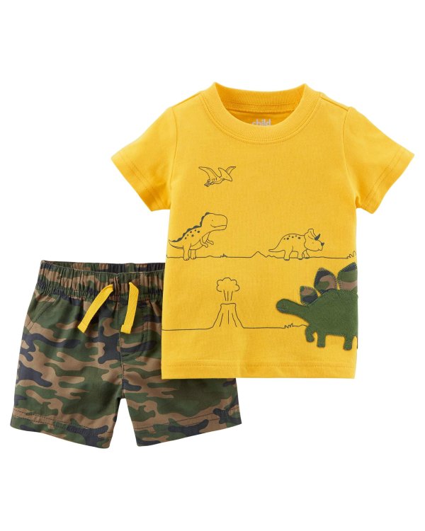 Baby Boy Short Sleeve Shirt & Shorts, 2pc Outfit Set