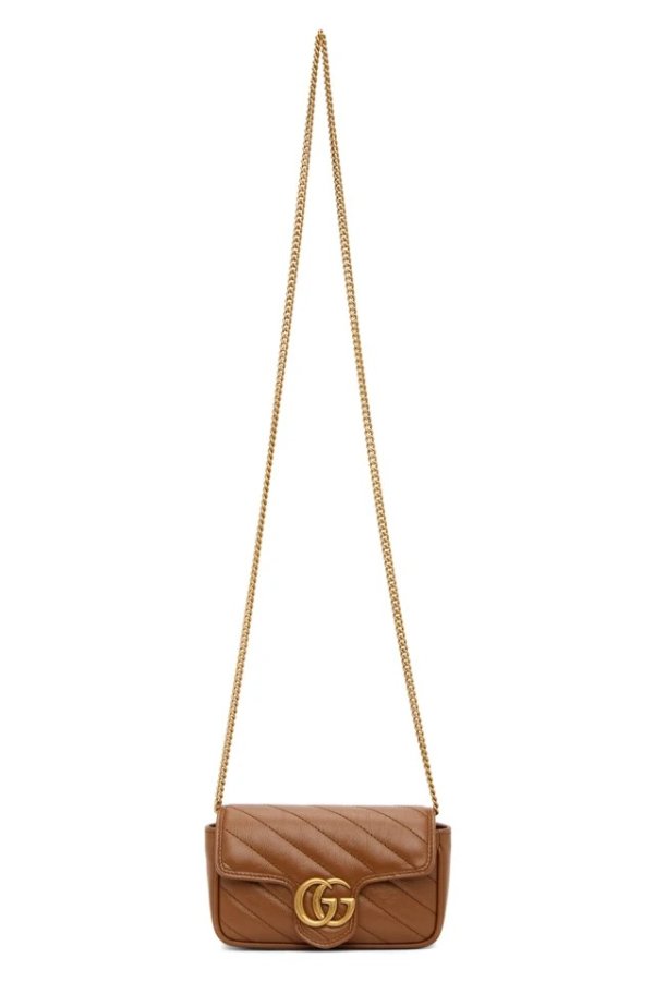 Brown Super Mini GG Marmont 2.0 Shoulder Bag