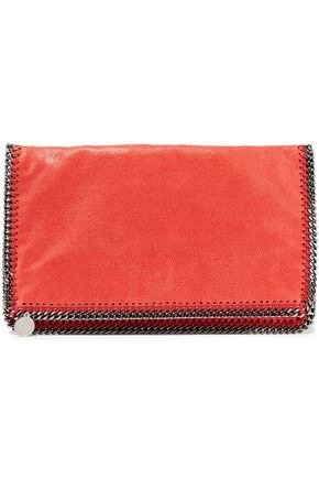 Falabella Shaggy faux brushed-leather fold-over clutch