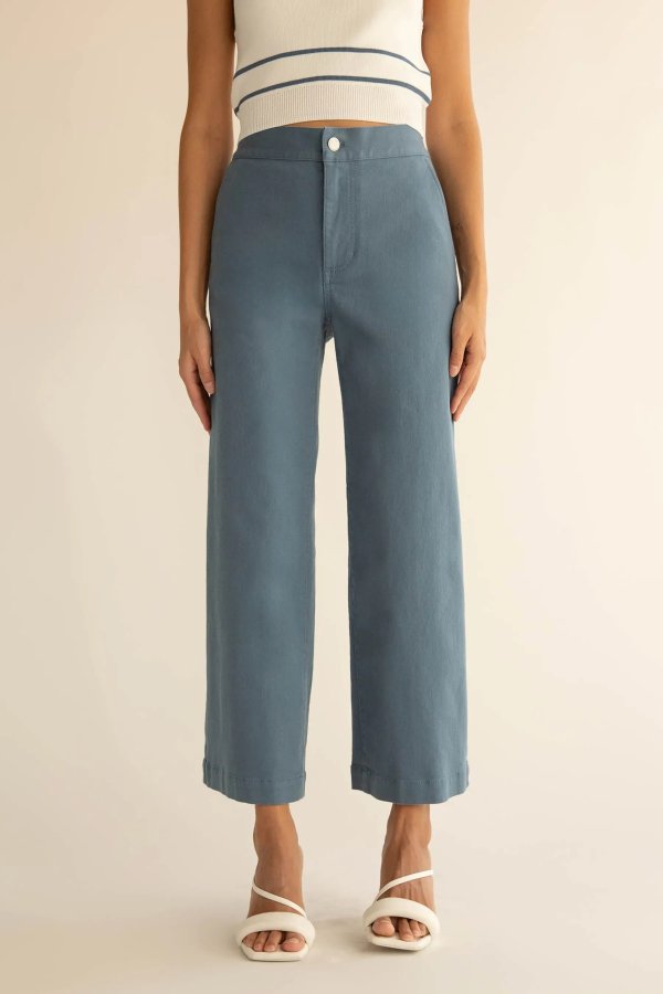 CROPPED LENGTH 26" TWILL WIDE LEG PANT
