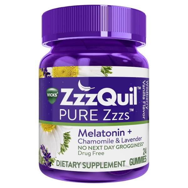 ZzzQuil PURE Zzzs Melatonin Sleep Aid Gummies, 1mg, 24 Ct