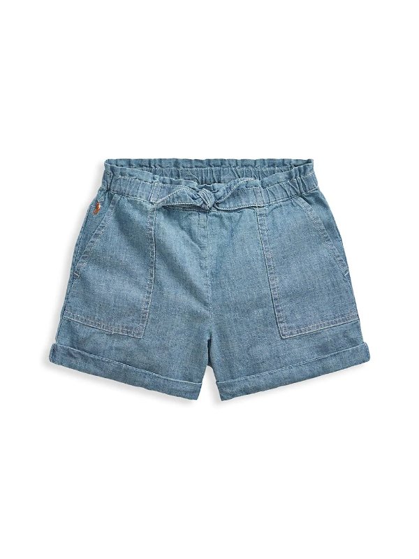 Little Girl's Chambray Tie Shorts