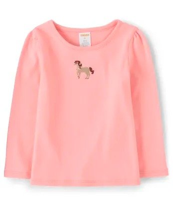 Girls Long Sleeve Embroidered Pony Top - Every Day Play | Gymboree