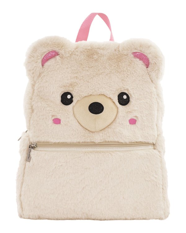 Girl's Bear Faux Fur Backpack