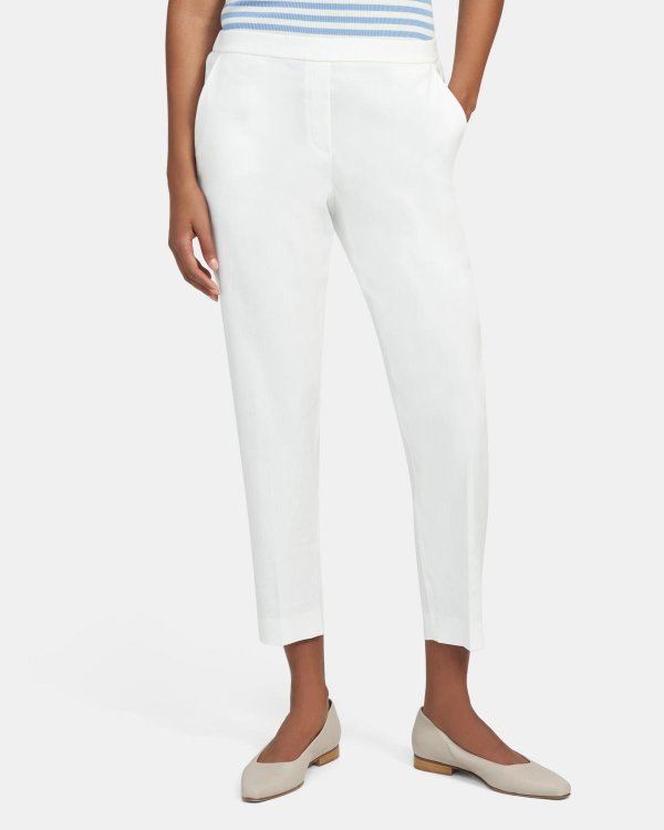 Slim Cropped Pant in Linen