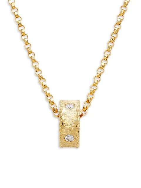 18K Yellow Gold & 0.05 TCW Diamond Pendant Necklace