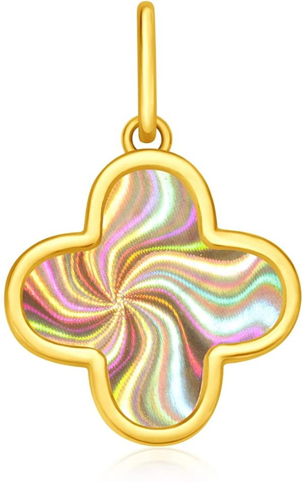 999 Pure 24K Gold Rainbow Series Clover Pendant (Swirl Shine)