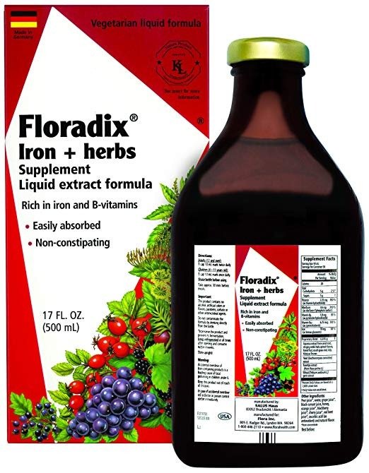  Liquid Iron Supplement + Herbs 17 Oz Large - All Natural, Vegetarian, Vitamin C, Non Constipating - Supports Energy & Red Blood Cell...