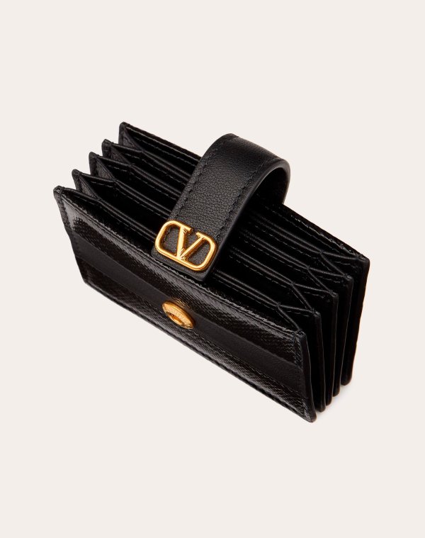 Diary Lines Gusset Wallet in Calfskin and Karung for Woman | Valentino Online Boutique