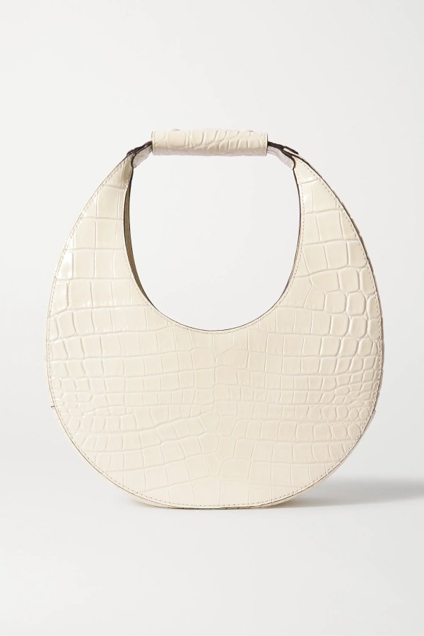 Moon croc-effect patent-leather tote
