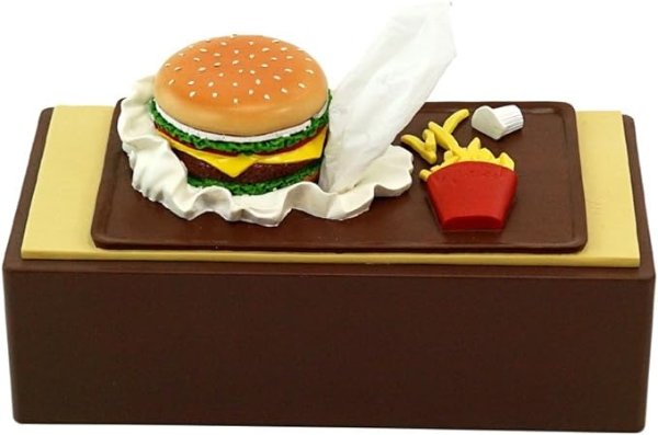 Rotary Hiro Funny Tissue Case Scenery Edition Hamburger RH-416 Brown Size: 5.1 x 10.2 x 5.1 inches (13 x 26 x 13 cm)