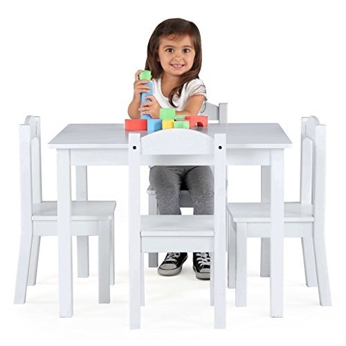 TC307 Carter Collection Kids Wood Table & 4 Chair Set, White
