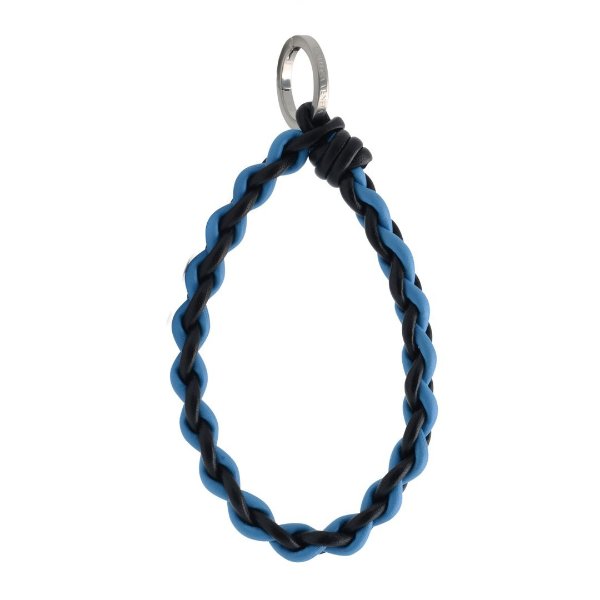 Bottega Veneta Blue And Black Leather Key Chain