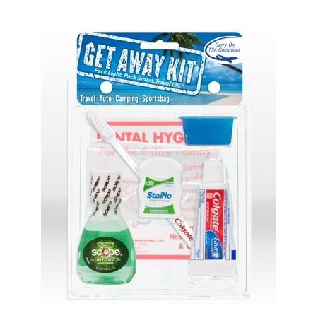 Get Away Kit - Travel Size Toothpaste, Toothbrush, Floss and Mouthwash Dental Hygiene Kit