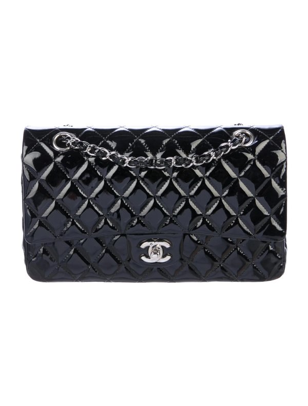 Small Patent Classic Double Flap Bag