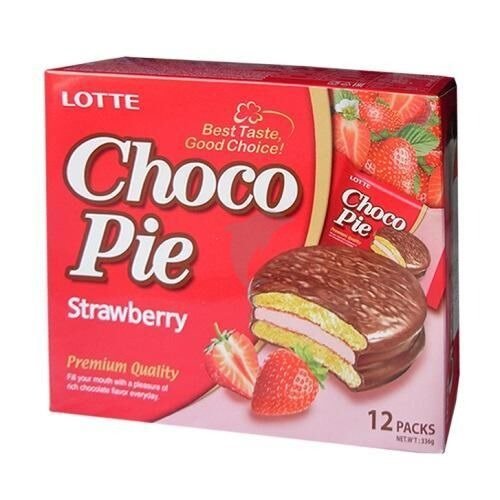 【红色包装】Choco Pie 乐天 草莓味巧克力派（12只装） 28g*12