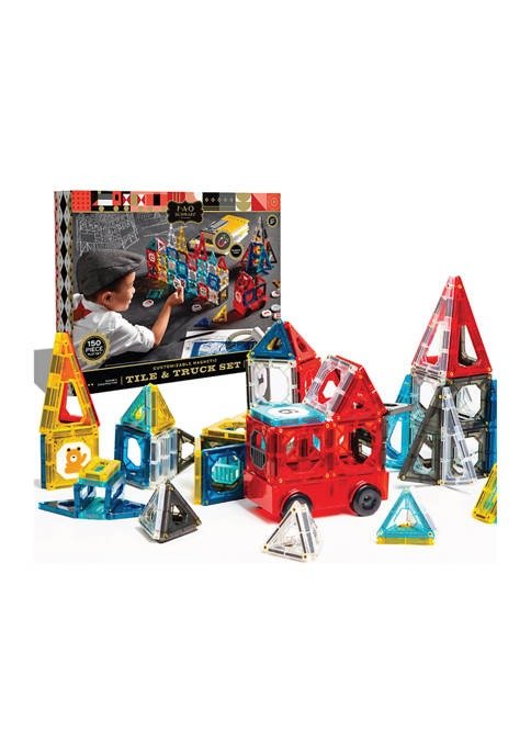 Toy Magnetic Tile and Truck Set