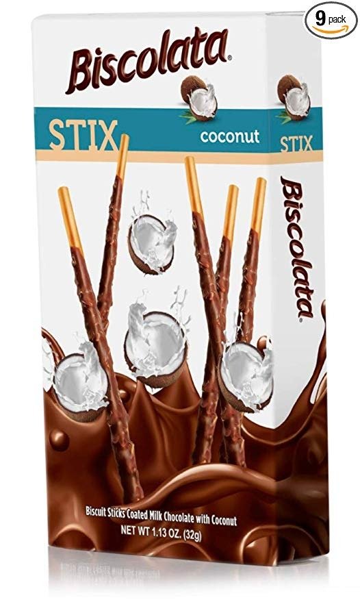 Stix Biscuit Snacks Coated with Milk Chocolate - (9 Pack) (Coconut)