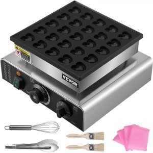 VEVOR 25PCs Heart-Shaped Electric Mini Dutch Pancake Maker Waffle Maker 850W | VEVOR US