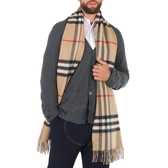 Archive Beige Reversible Check Cashmere Scarf