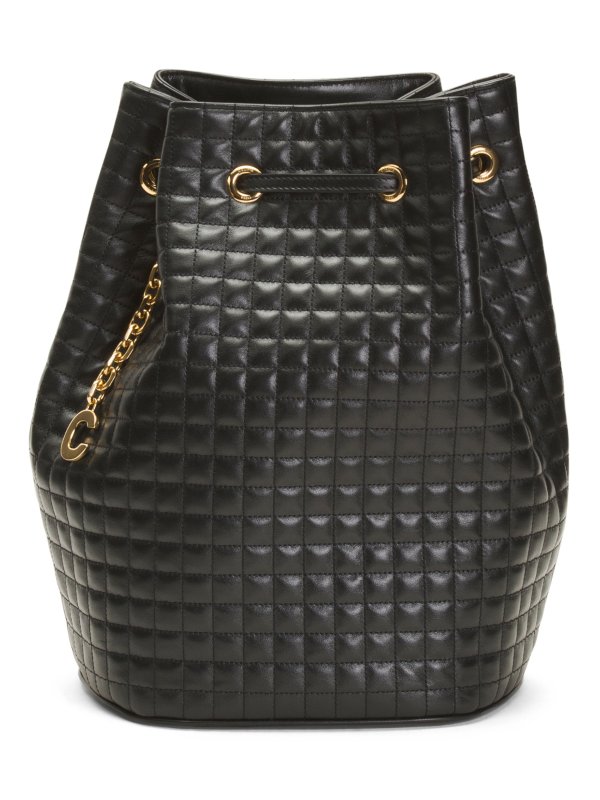 Made In Italy Leather Quilted Bucket Bag Backpack | Handbags | Marshalls