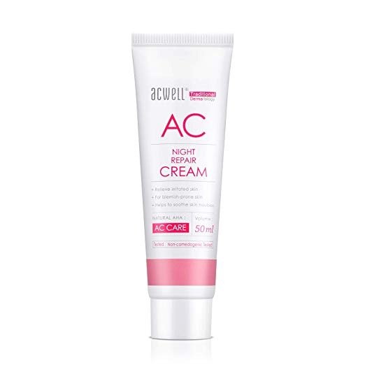 ACWELL AC Night Repair Cream, Brightening & Wrinkle Reducing Skin Soothing Care - 1.69 Fluid Ounce