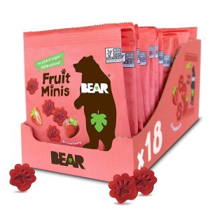BEAR Real Fruit Snack Minis, Strawberry 0.7 Oz (Pack Of 18)