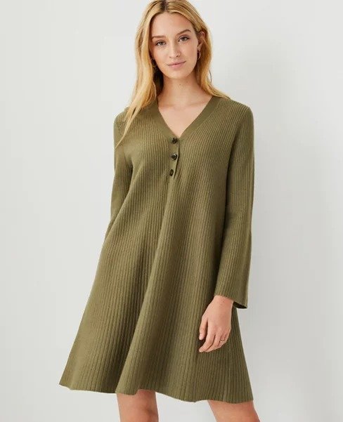 Henley Sweater Dress | Ann Taylor