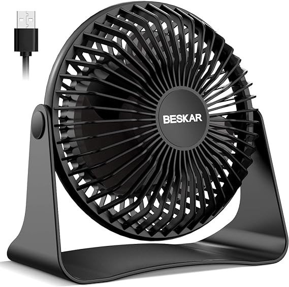 USB Small Desk Fan, Portable Fans with 3 Speeds Strong Airflow, Quiet Operation and 360°Rotate, Personal Table Fan for Home,Office, Bedroom - 3.9 ft Cord