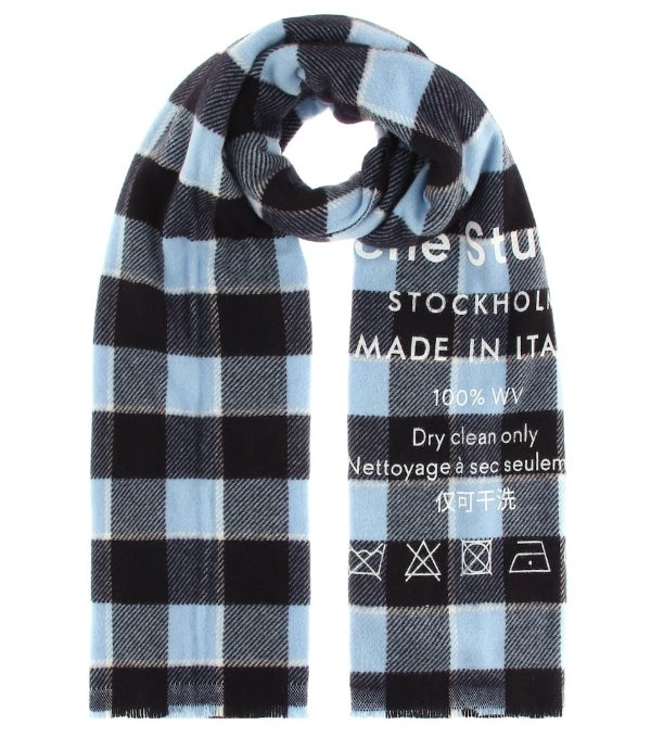 Checked wool scarf