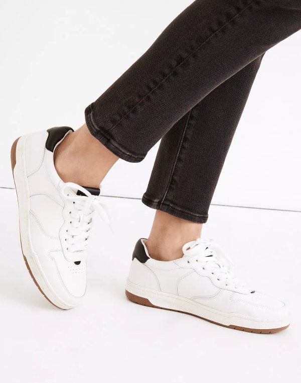 Court Sneakers in White and Black Leather