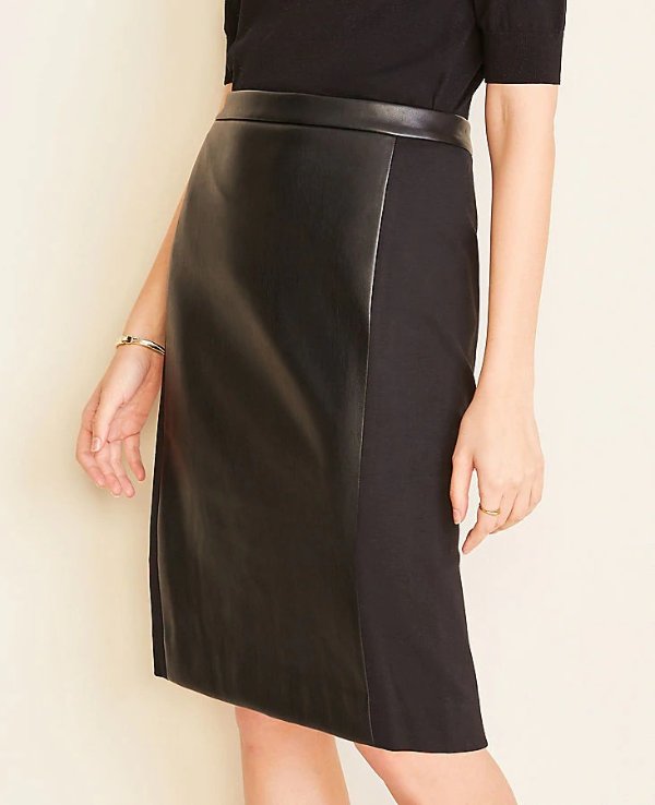 Faux Leather Paneled Pencil Skirt | Ann Taylor