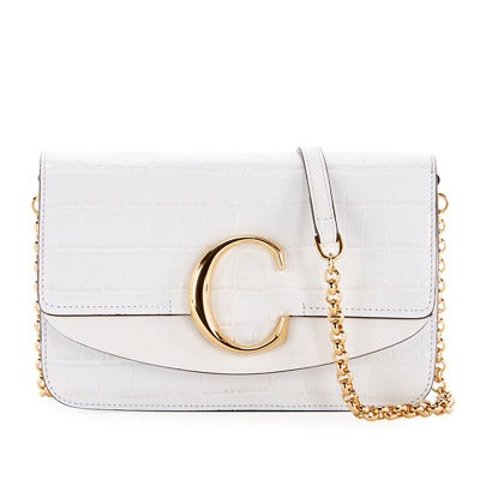 ChloeC Croc-Embossed Leather Shoulder Bag
