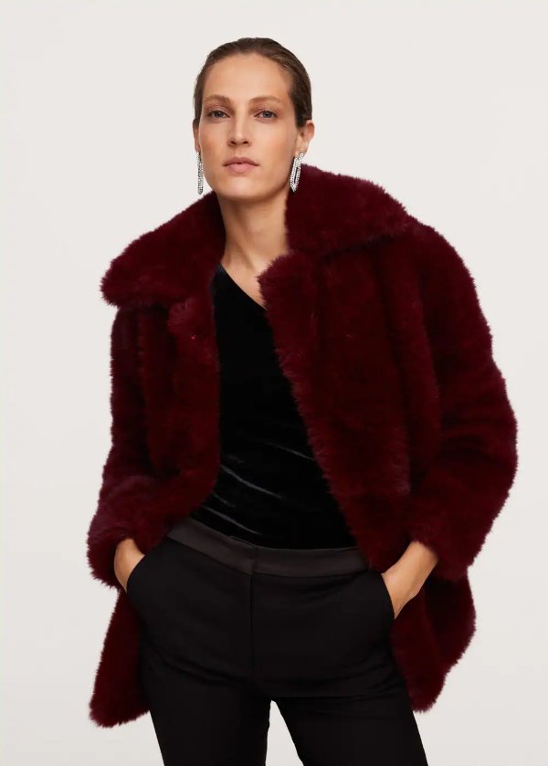 Lapels faux fur coat - Women | MANGO OUTLET USA