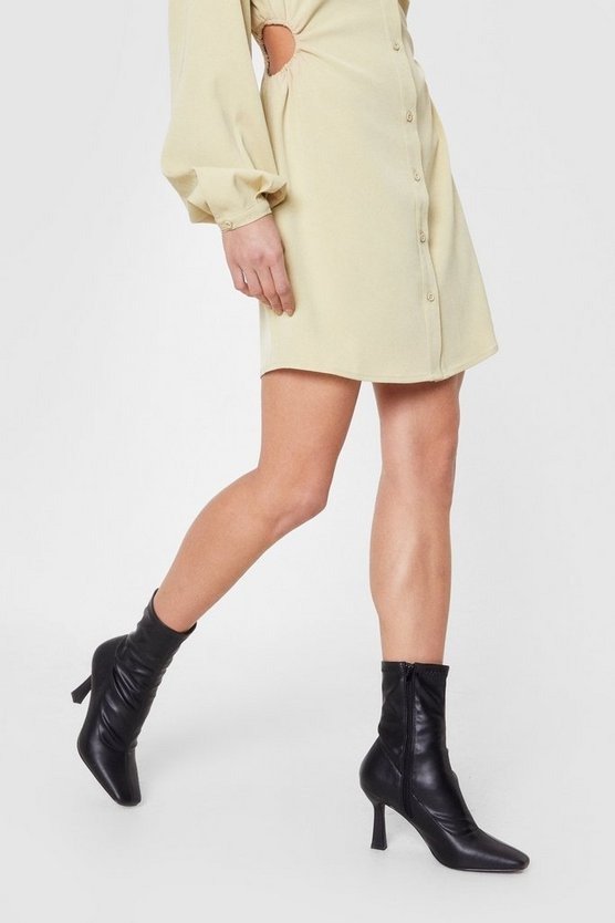 Heel Sorry For 'Em Faux Leather Sock Boots | Nasty Gal