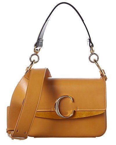 C Small Leather & Suede Shoulder Bag