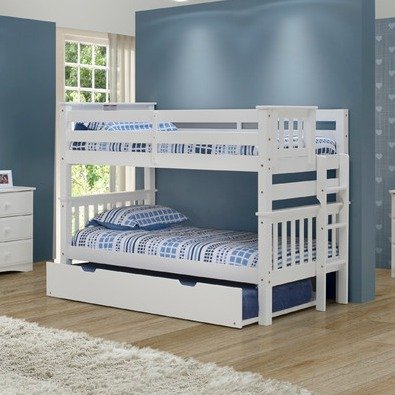 Santa Fe Mission Low Bunk Bed Twin Over Twin, Bed End Ladder with 