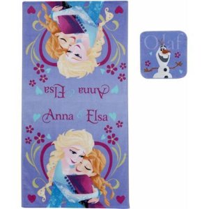 Disney《Frozen冰雪奇缘》主题Elsa和Anna纯棉毛巾浴巾2件套(紫色)
