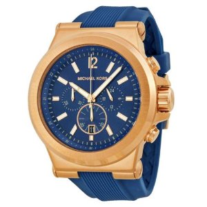 Michael Kors Dylan Navy Dial Rose Goldtone Navy Silicone Strap Mens Watch MK8295