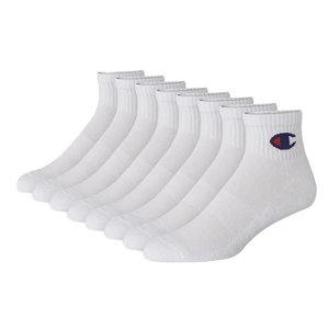 Champion Men's Double Dry Moisture Wicking Ankle Socks 6, 8, 12 Packs Availabe, White-8 Pack, 6-12